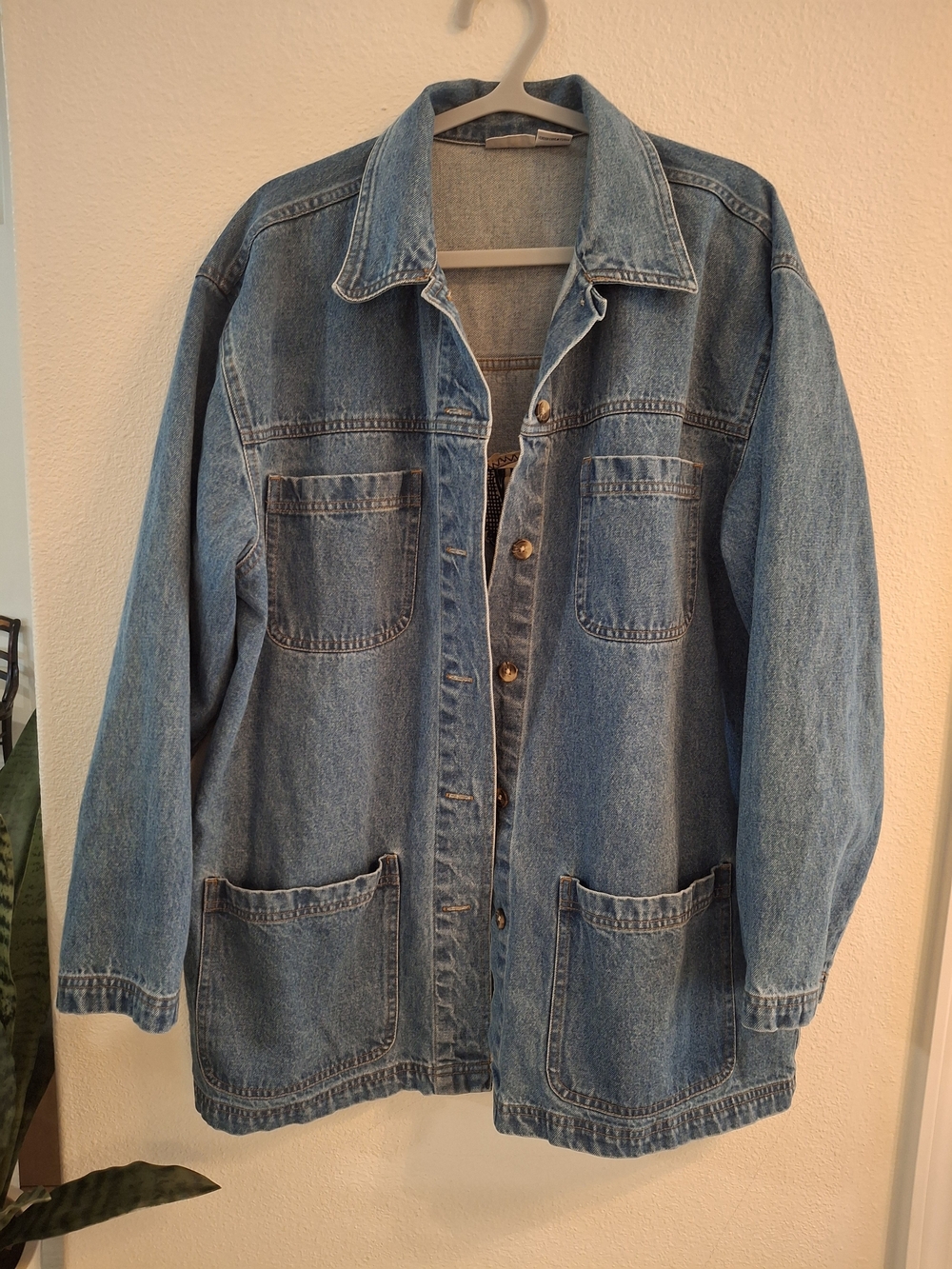 Fisherman Aesthetic Denim Shacket with Pelican Needlepoint - Picture 2 of 8